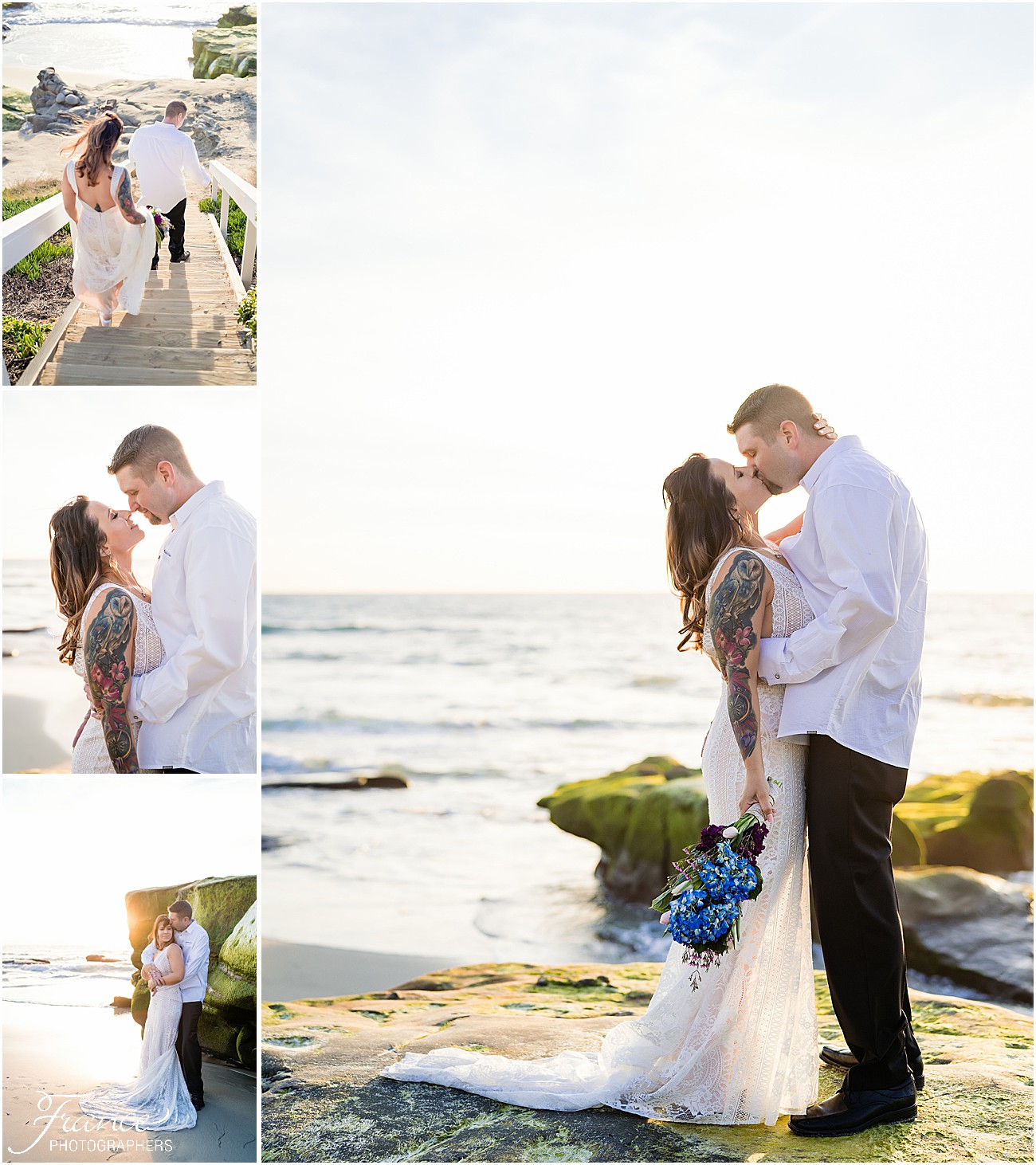 San Diego Windansea Beach elopement bride and groom portraits